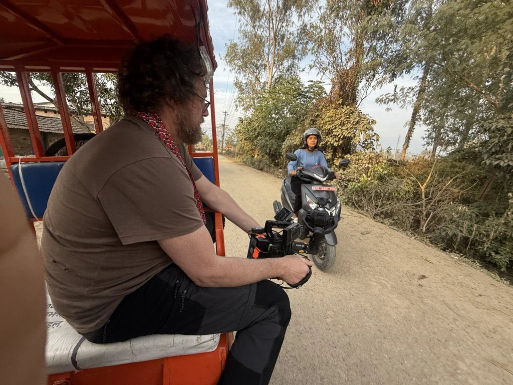 William Churchill on set in Nepal