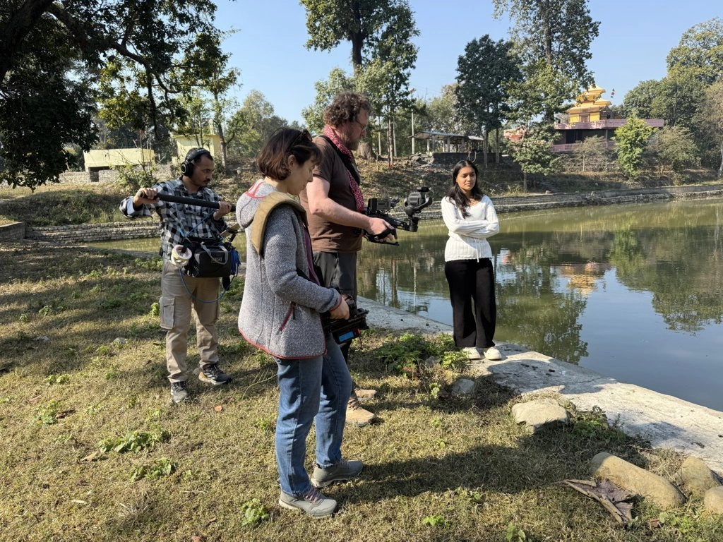 BTS film crew setting up shot